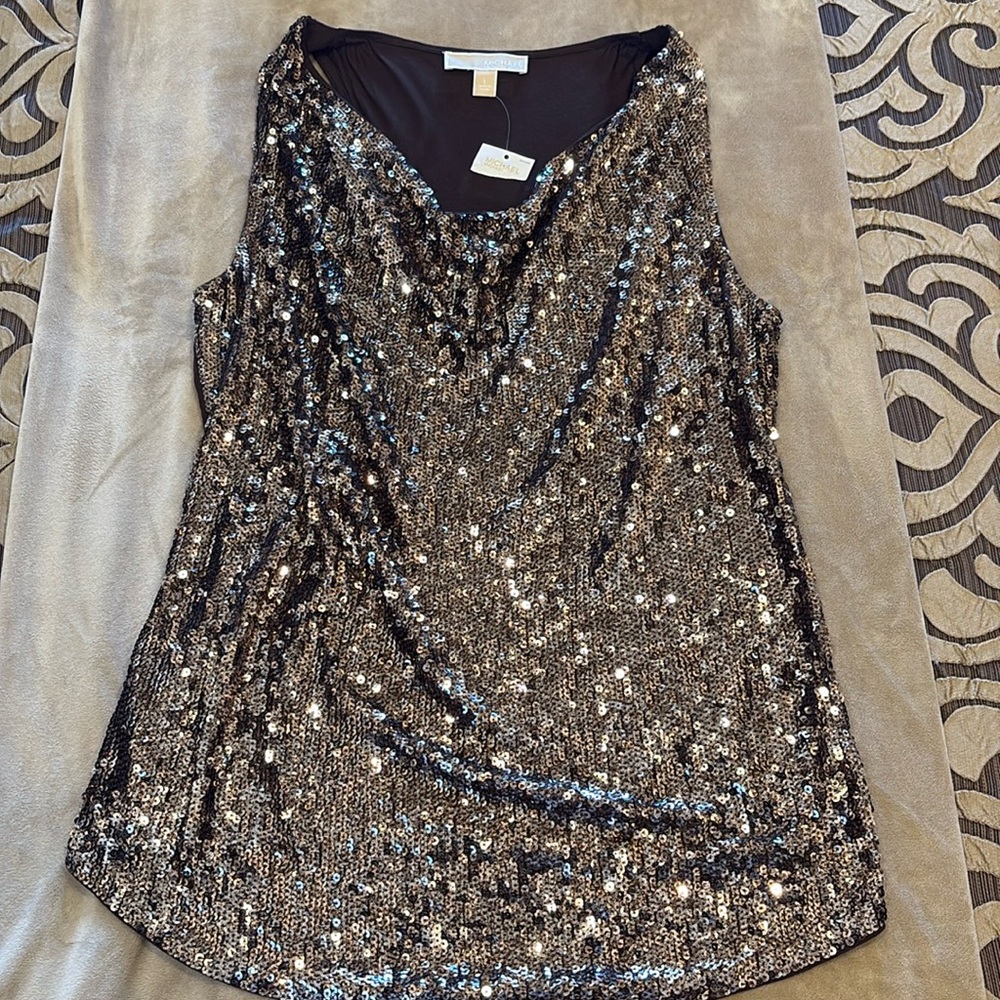 Michael Kors Brown/gold sequins top